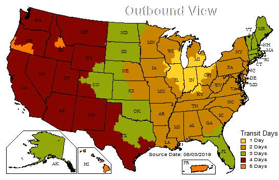 UPS Ground Shipping Map from Auburn, Indiana UPS Ground Shipping Map from Auburn, Indiana
